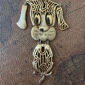 Vintage Gold-Tone Dog Pendant